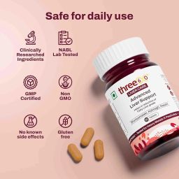 three60+ Advanced Liver Support Tablets | Daily Liver Detox & Fatty Liver Care | Clinically Proven Formula with Bhumiamalaki, Kalmegh & Kasani | Supports Liver Health & Alcohol Detox | 30 Tablets (Pack of 2) image 5
