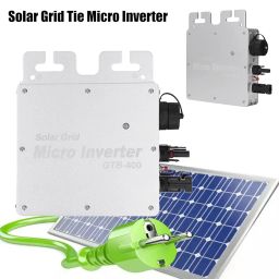 400W 120V 230V Grid Tie Inverter Micro Solar Inverter, WIFI APP Solar Hybrid MPPT Charge Controller IP65 Waterproof Solar Inverter Solar Panel System Controller Auto Identification(Silver) image 1