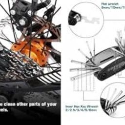 Gadget Deals Combo of Chain Cleaner Brush and 15 in 1 Multi-function Cycle Tools Kit Spoke Wrench Cycling Bicycle Chain Cleaner Brush & Cycle Tool Kit, Alloy Steel image 3