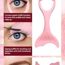 Eyeliner Mascara Shield Applicator Guard Wand, Reusable Mermaid Eye Stencils Makeup Aid Tool, 3 in 1 Soft Silicone Eyelash Applicator Tool, Eyebrow Comb - Suitable for Beginners, Multiifunctional, Eyes Makeup Cosmetic Tool - 1 Pc image 5
