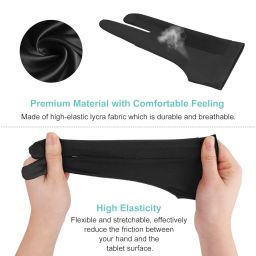 Mixoo Artists Gloves 2 Pack - Palm Rejection Gloves with Two Fingers for Paper Sketching, iPad, Graphics Drawing Tablet, Suitable for Left and Right Hand (Small) image 1