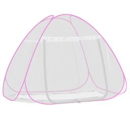 Story@home Foldable Mosquito Net, Aesthetic Net with Soft Mesh & 2 Side Zipper Openings, Fancy Mosquito Net for Indoor & Outdoor Use, Queen-XL Size, Pink image 3