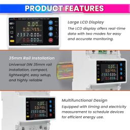 amiciSmart WiFi Bi-Directional Energy Meter with Adjustable Over/Under Voltage, Overload & Leakage Protection, Auto Reconnect, Single Phase 220VAC, 80A image 4