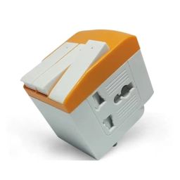 EMBOX 3 Pin Multi Plug Adapter with Individual Switch 3 Pin Plug Socket Safety Shutter Spike Buster Fuse Protected Adapter 3 Way Plug Extension for Home Office Travel-5A-250V, Pack of 1 Orange image 1