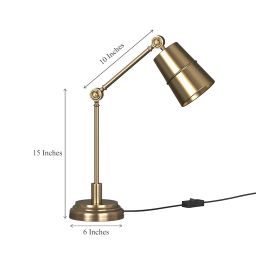Study Desk Office Reading LED Table Lamp Brass Antique Finish With Adjustable Head And Body Pack Of 1 image 5