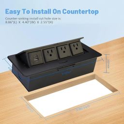 Aplink Conference Table Power Outlet Type-C Fast Charging Pop Up Table Hub Connection Box with 3AC Outlets and USB Port for Conference Room Kitchen Countertop image 4