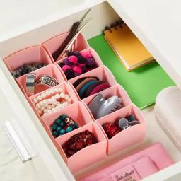 Go Hooked 5 Grid Plastic Storage Box Drawer Organizer Set of 8 Multicolor 27 x 8.5 x 6.5 cm Versatile Compact Efficient Multi Purpose Sturdy Space Saving Durable Neat and Tidy Functional image 4