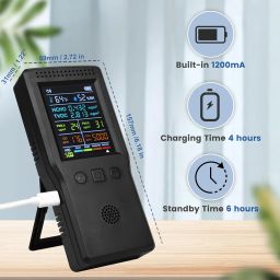 Air Quality Monitor 9 in 1 Accurate Tester for Formaldehyde, Temperature & Humidity CO2 Meter, Sensor, Tester, PM2.5/PM10 Monitor, Test Indoor HCHO TVOC Volatile Organic Compound Gas image 2