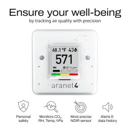 Aranet4 Home: Wireless Indoor Air Quality Monitor for Home, Office or School [CO2, Temperature, Humidity and More] Portable, Battery Powered, E-Ink Screen, App for Configuration & Data History image 1