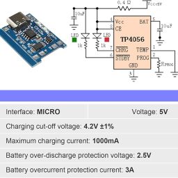 DHRUVPRO TP4056 10-Pc Type-C Input Interface USB 5V 1A 18650 Lithium Battery Charger Module Charging Board with Dual Protection Function (10 Piece) image 1