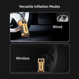 amazon basics 2-in-1 Digital Tyre Inflator|150 PSI Dual-Mode Portable Air Compressor|3x2000 mAh Battery|Copper Winding Motor| LED Light | Auto Shut-off | Multiple Nozzles for Cars, Bikes image 4