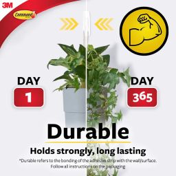 3M Command, Medium Utility Wall Hooks, Up to 1.3kg, Heavy Duty, Holds Strongly, Reusable, Adhesive hooks for wall, Multi-surface damage free hooks for hanging (White, 2hooks, 4 stripss), Plastic image 2
