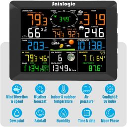 Sainlogic Home10-in-1 WiFi Smart Weather Station with Outdoor 7-in-1 Sensor, Internet Wireless Weather Station Remote Monitoring System, 8.3 Inch Color Display with Rain Gauge, Temperature image 5