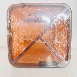 Square Multipurpose Storage Container with Lid, Decorative Cutwork Design, Peach, 10 x 12 cm image 2
