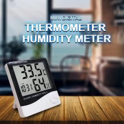 FreshDcart HTC-1 Room Thermometer with Humidity Incubator Meter and Accurate Temperature Indicator Wall Mounting LCD Digital Clock Monitor for Indoor/Outdoor (White) image 2