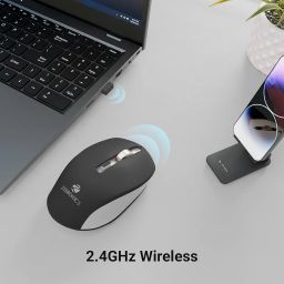 ZEBRONICS Zeb-Jaguar Wireless Mouse, 2.4GHz with USB Nano Receiver, High Precision Optical Tracking, 4 Buttons, Plug & Play, Ambidextrous, for PC/Mac/Laptop (Black+Grey) image 1
