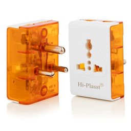hi plasst pins n plugs Hi-Plasst (3Pcs) Portable 3 Pin Multi Plug Socket 6A Universal Travel Adapter with Extension Socket, White | Compact Multi-Purpose Design image 1