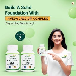 Nveda Calcium Supplement 1,000 mg with Vitamin D, Magnesium, Zinc & Vitamin B 12 For Men & Women/For Immunity, Bone & Joint Support -Pack of 2 120 Tablets image 1