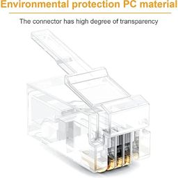 FEDUS RJ9 Modular Phone Headset 4P4C Plug Jack Connector for RJ9 / RJ10 / RJ22 Telephone Flat Cable/Cord Adapter Telephone Modular Plug (Compatible with Both Solid and Stranded Wire) Pack of 200 image 4