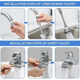 AKRIZA 360 Degree Sink Faucet Sprayer Attachment with 3 modes Flexible Tap Extender For Kitchen Sink Rotatable Splash Filter Faucet Nozzle Head with Hose and Universal Connector (20X6.5X2 CM, ABS) image 5