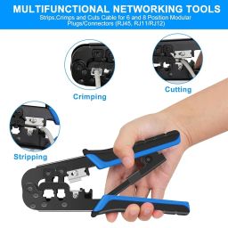 CP-Tech Ethernet RJ45 Crimping Tool Kit, Crimper for Cat6A Cat5E Cat5, with 100PCS Rj45 Cat6 Connector (Combo-2) image 3