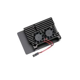 Ai ROBOTIX Aluminum Heat Sink Case with Double Fans for Raspberry Pi 4B, Black image 1