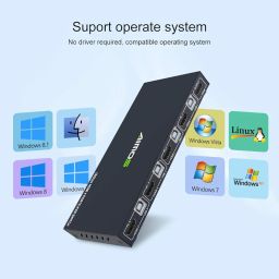 KCEVE Switch, 4 In 1 Out HDMI Switcher Box Support 4K@60Hz For 4 Pieces Share Keyboard And Mouse, Support USB Hub Connect, Compatible with Windows/Linux/Mac System with 4 USB Cables image 5