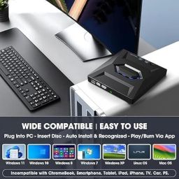 WeFiy External CD DVD Drive for Laptop, USB-C CD Player, Portable CD DVD +/-RW ROM Burner with SD Card Reader, USB 3.0 Type-C Hub, Compatible with Laptop, PC, Windows Linux image 3