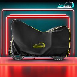 AUTOCOZEN Waterproof Scooty Cover Compatible with Honda Activa 125 Cover with All Weather Protection and Triple Stitch, Heavy Buckle with Storage Bage & Black with Yellow Piping image 5
