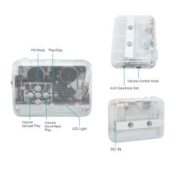 Portable Cassette Player Stereo Bluetooth Transfer Bluetooth Output to Headphone/Speaker with DC Port to USB Cable Support Auto Reverse(White) image 4
