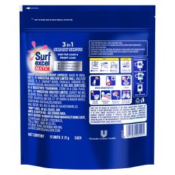 Surf Excel Matic 3 In 1 Smart Shots 17 Pcs, Laundry Detergent Tablets Pods For Tough Stain Removal In Front Load & Top Load Washing Machines, Fragrance + Care image 1