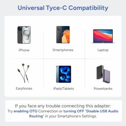 Ambrane 2 in 1 Type C to Type C Audio & Charging Connector, Perfect for Playing Music/Gaming while Charging For All Type C Devices, Android, iPhone 16/15/Plus/Pro/Max, Macbook, Laptop (AOTG-CC1,Black) image 4