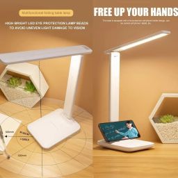 ANKRI Plastic 3 Color Mode Led Study Table LED Desk Lamp for Students with Pen & Phone Holder Rechargeable Touch On/Off Studying College Dorm Room Lighting for Computer Keyboard Desktop image 1