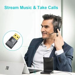 Cubetek USB Bluetooth Transmitter V5.0, for PC/Laptop/PSP with 2 Way Talking Function for Online Voice Calls & Music for Bluetooth Earphones/Speakers (for Audio ONLY) image 1