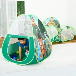 Amazon Brand - Jam & Honey Jungle Animals 3 in 1 Combo Tunnel for Kids | Tunnel, Play Tent House, Ball Pool for Kids 3 to 6 Years | Spacious, Lightweight and Portable | Without Balls | Multi Colour image 5
