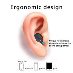P&LLL Bluetooth Mini Single Earbud Wireless Invisible Pro Headset 8Hrs Playtime Noise Smallest in-Ear Noise Cell Phone with Hands-Free Earpiece for iPhone Samsung Android Car Mic Earphone image 2