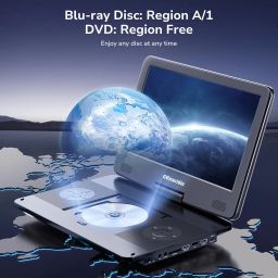 GOnavidio 15.6 inch Portable Blu Ray Player with 13.3 inch Display 1080P, Rechargeable Battery Support HDMI Input and HDMI Output, Sync Display, image 3