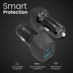 Portronics Car Power 6 36W Fast Car Charging Adapter with Dual Output Ports(PD Type C+ Mach USB-A) Compatible with iPhones, Android Smartphones, Tablets & More(Black) image 2