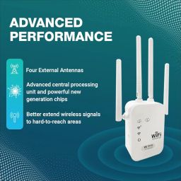 WR10 WiFi Range Extender for Home | 300Mbps, 2500 SQ FT Coverage, 20 Devices | 2.4GHz Single Band WiFi Signal Booster with 2 Ethernet Ports, 4 Antenna | Plug & Play |Router & Access Point Mode image 2