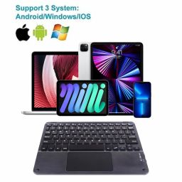 Bluetooth Keyboard with Touchpad, Ultra Slim Rechargeable Wireless Tablet Keyboard with Trackpad,Portable Universal Small Travel Keypad for iOS iPad Pro/iPad Air/iPad/iPad Mini,Android Windows(black) image 1