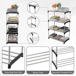 lotspek 4-Tier Book Rack - Sturdy Multi-Level Storage Organizer for Books, Magazines, and Office Supplies, Space-Saving Design”Adjustable Multi-Functional Book Organizer,Book Rack,Bookshelf Storage image 2