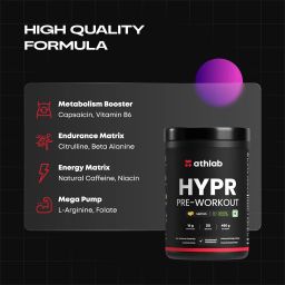 (by Nutrabay) HYPR Pre Workout | Naturally Flavoured & Sweetened with Monk Fruit | 200mg Natural Caffeine, 3000mg L-Arginine, 2000mg Beta Alanine, 2000mg Citrulline Malate - Lemon, 480g image 2