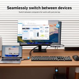 BENFEI HDMI 2.1 KVM Switch 8K@60Hz 4K@240Hz/165Hz/144Hz/120Hz 2 Inputs 1 Output with 4 USB A 3.0 5Gbps Ports for Keyboard Mouse HDD Hard Disk USB KVM Switch with Desktop Controller and 2 USB Cables image 5