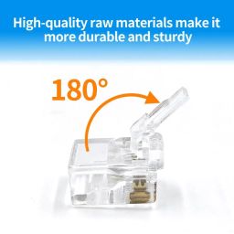 FEDUS 75 Pack Telephone Plug 4 Pin RJ11 6P4C Modular Plug Telephone Phone Connector Crystal Head Plug Network Connector (6/4, Telephone Cord Connector Adapter Crimp) Four-core Cable RJ 11 Plug image 2