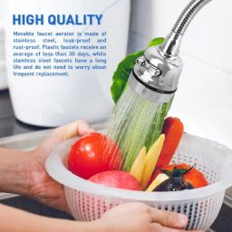 AKRIZA 360 Degree Sink Faucet Sprayer Attachment with 3 modes Flexible Tap Extender For Kitchen Sink Rotatable Splash Filter Faucet Nozzle Head with Hose and Universal Connector (20X6.5X2 CM, ABS) image 3