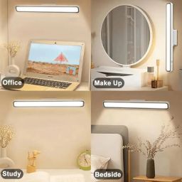 Gesto Magnetic Recharbale Desk Lamp 3 Color Under Cabinet Light with Adjustable Brightness | Desk Light for Office Table| Battery Operated Reading Lights with Remote-Plastic image 5