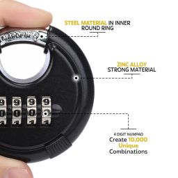 MIORAH Number Locks for Door |Combination Lock Padlock Secure Number Lock | Multi-Purpose Lock for Home, Office, and Outdoor Use Black Pack of 1 image 5