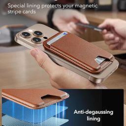 ESR Magnetic Wallet, Compatible with MagSafe Wallet, for iPhone Card Case with Adjustable Stand, for iPhone 16/15/14/13/12 Series, Not for iPhone 13/12 Mini, 3 Card Holder, Vegan Leather,Brown image 5