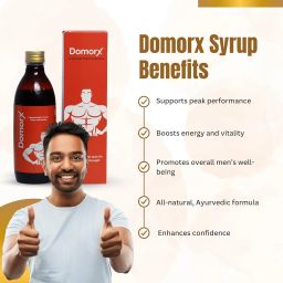 Domorx Syrup (300 ml) | 100% Ayurvedic Men's Tonic | Energy, Stamina & Vitality For Men's | Herbal Formula of 13 Ingredients - Safed Musali, Shatavari, Gokshur, Ashwagnada, and Semal | Vegan (1) image 2