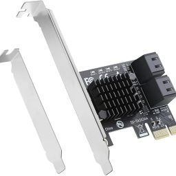 PCIE 4 Port SATA Controller Expansion Card with Low Profile Bracket, Marvell 9215 Non-Raid, Boot as System Disk, Support 4 SATA 3.0 Devices image 1
